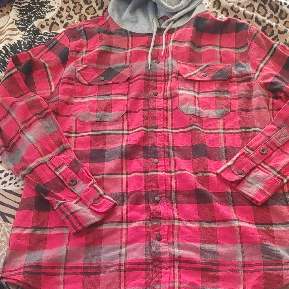EXP Plaid Shirt with Hood Sz Lg
